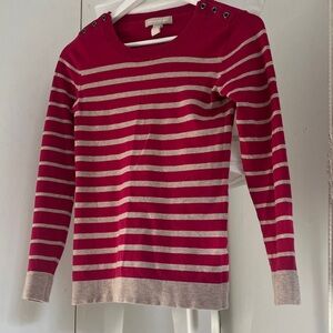 Banana Republic Fuscia and Beige Striped Pullover
